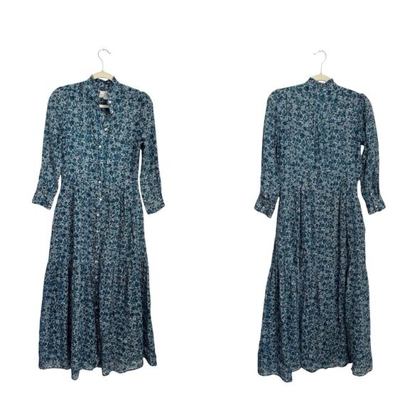 Birds of Paradis by Travata Indigo Floral Mamie Maxie Dress - Picture 6 of 9